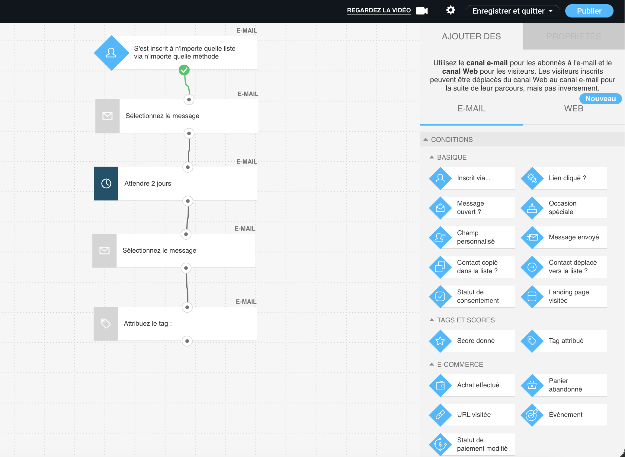 Exemple d'automatisation de l'envoi d'e-mails de bienvenue avec GetResponse