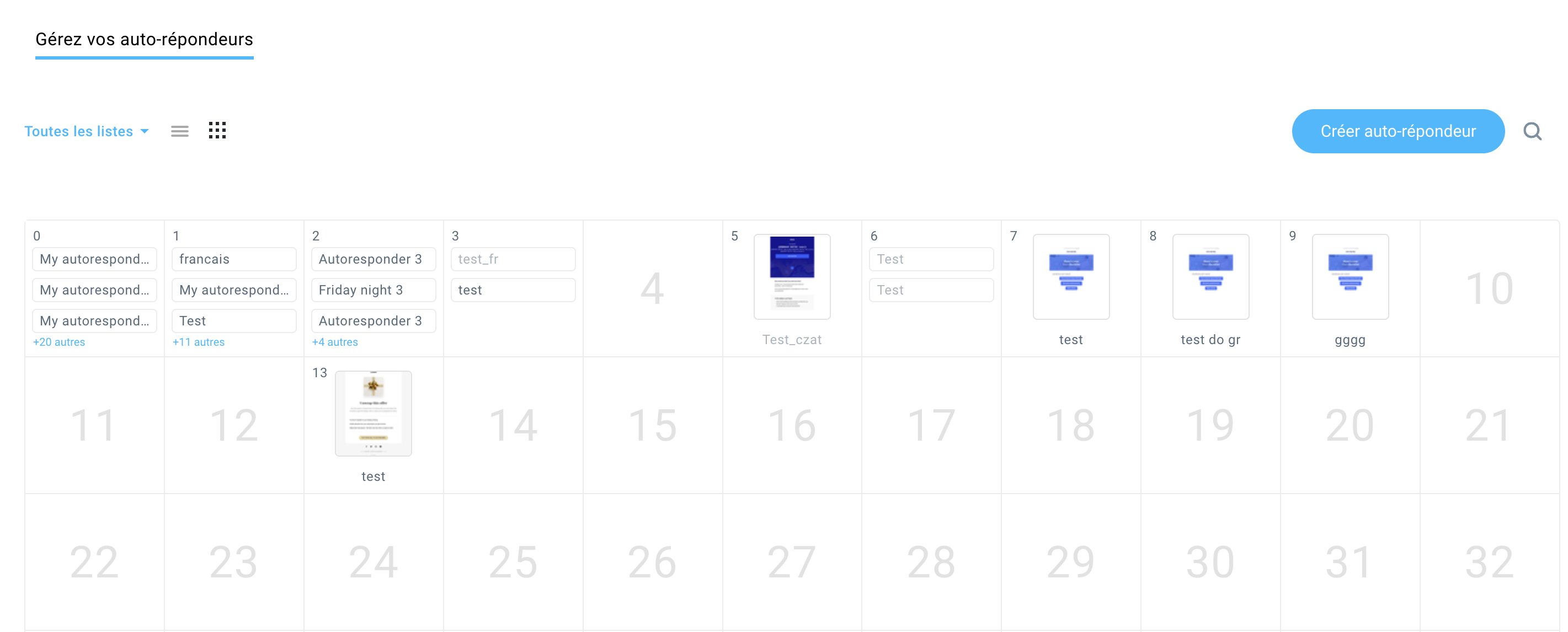 Gestion des auto-répondeurs dans GetResponse avec la vue Calendrier