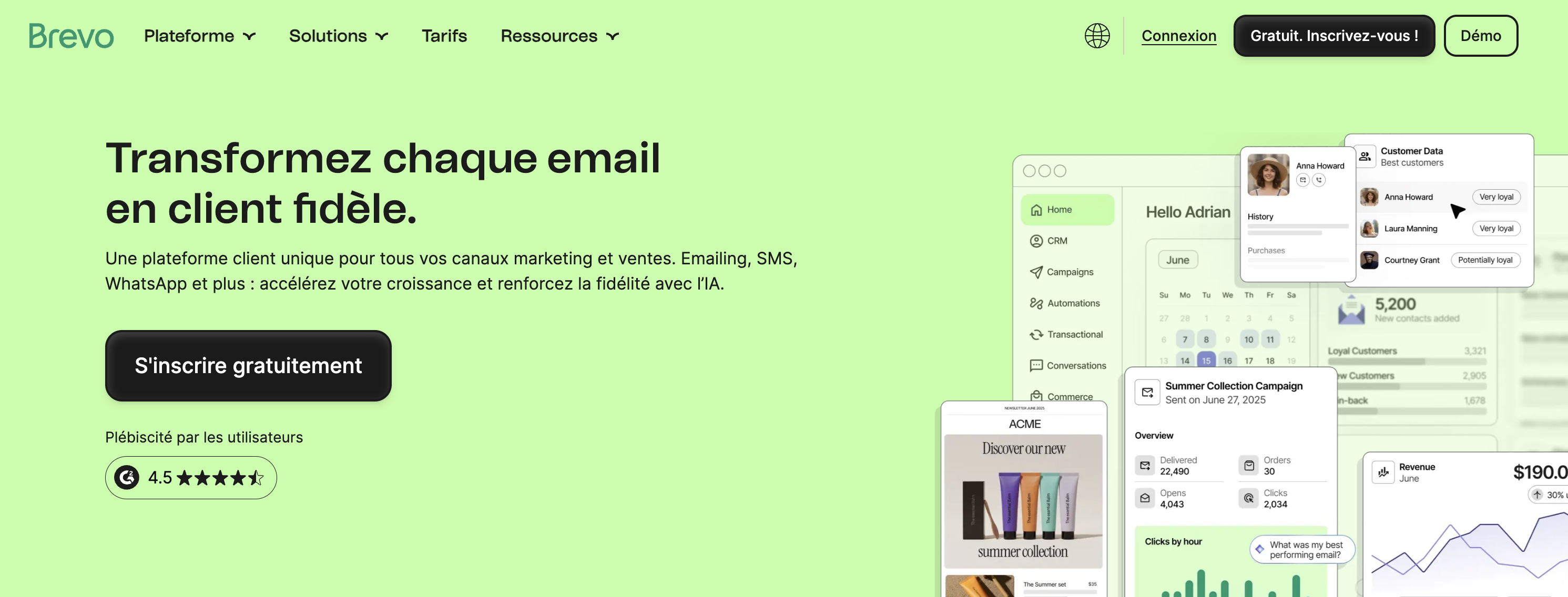 page d'accueil de brevo