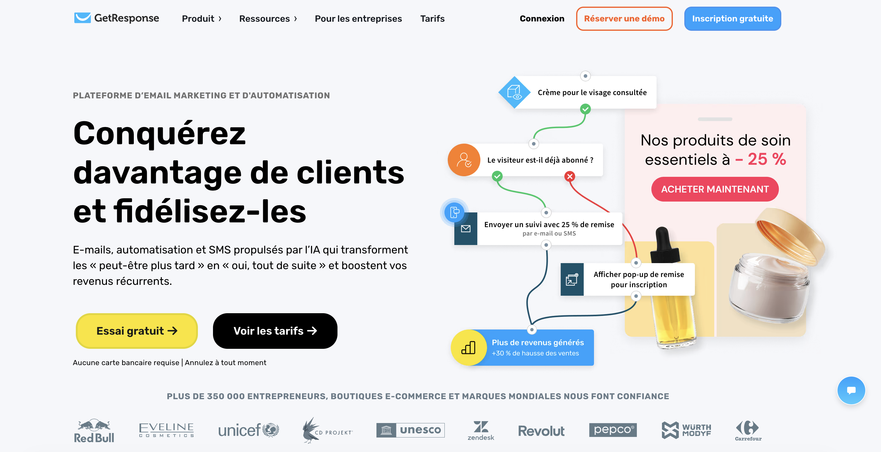 page d'accueil de GetResponse.