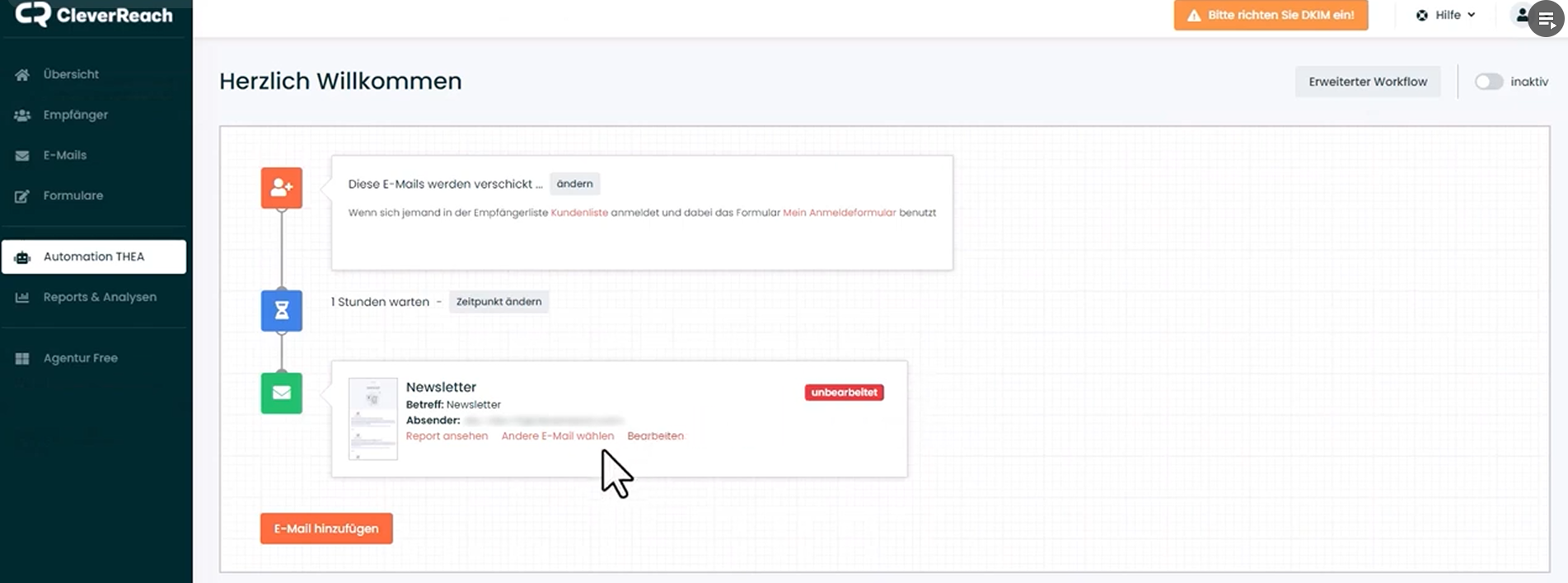 Erstellung eines automatisierten Willkommens-Workflows mit dem Marketing-Automation-Tool CleverReach