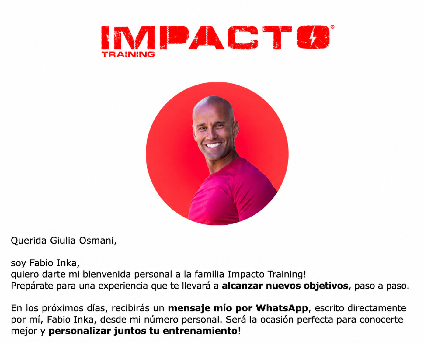 ejemplo de email transaccional de bienvenida