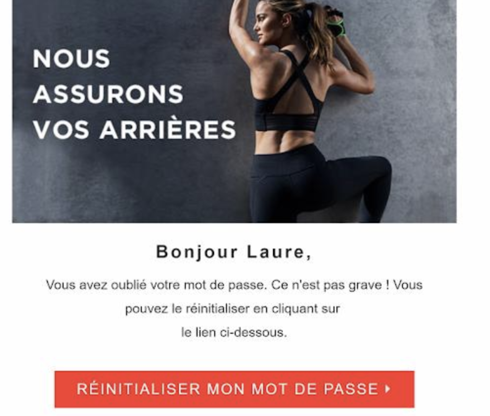 Exemple d'un e-mail de récupération de mot de passe.