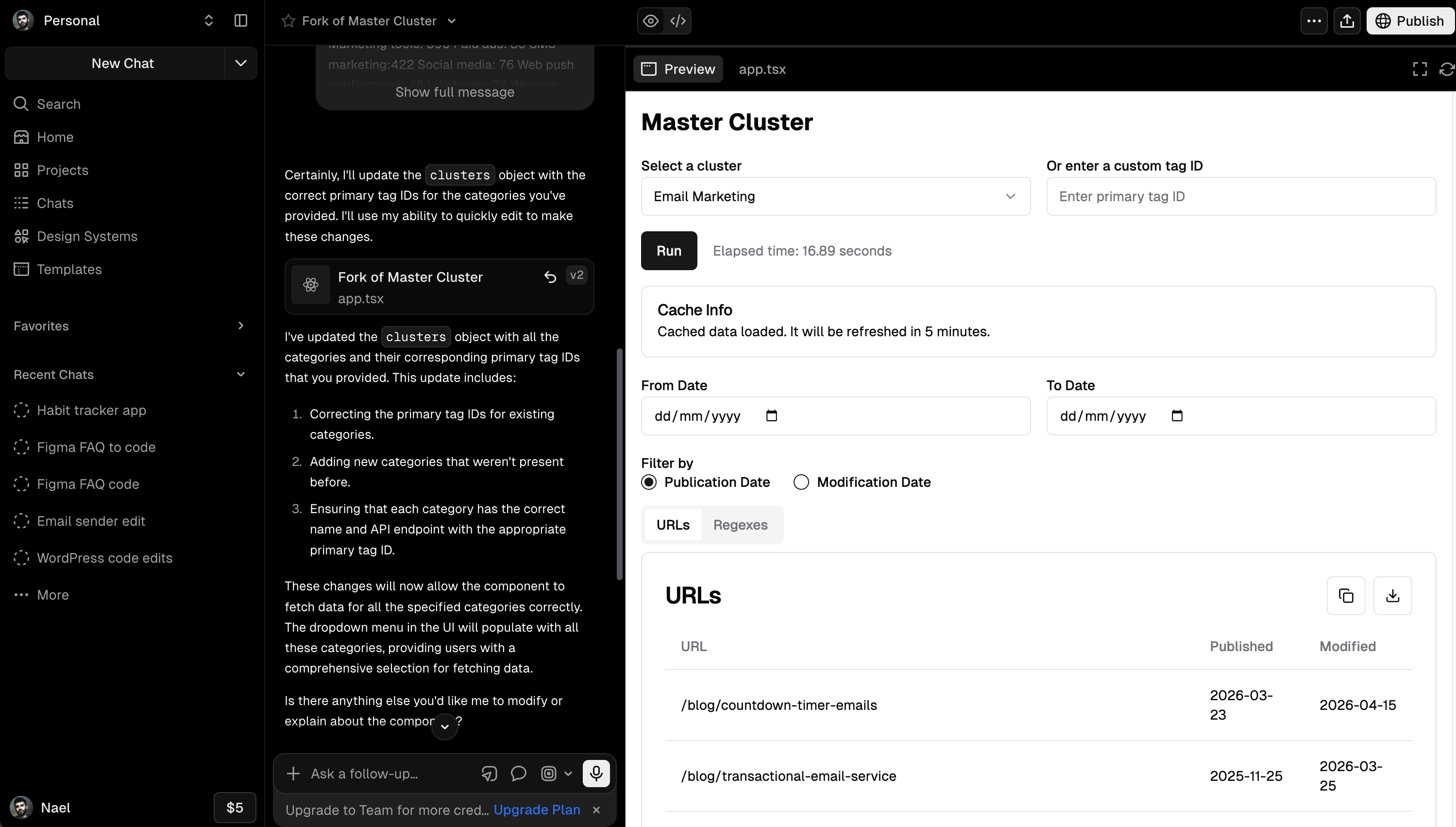 v0.app's coding AI interface