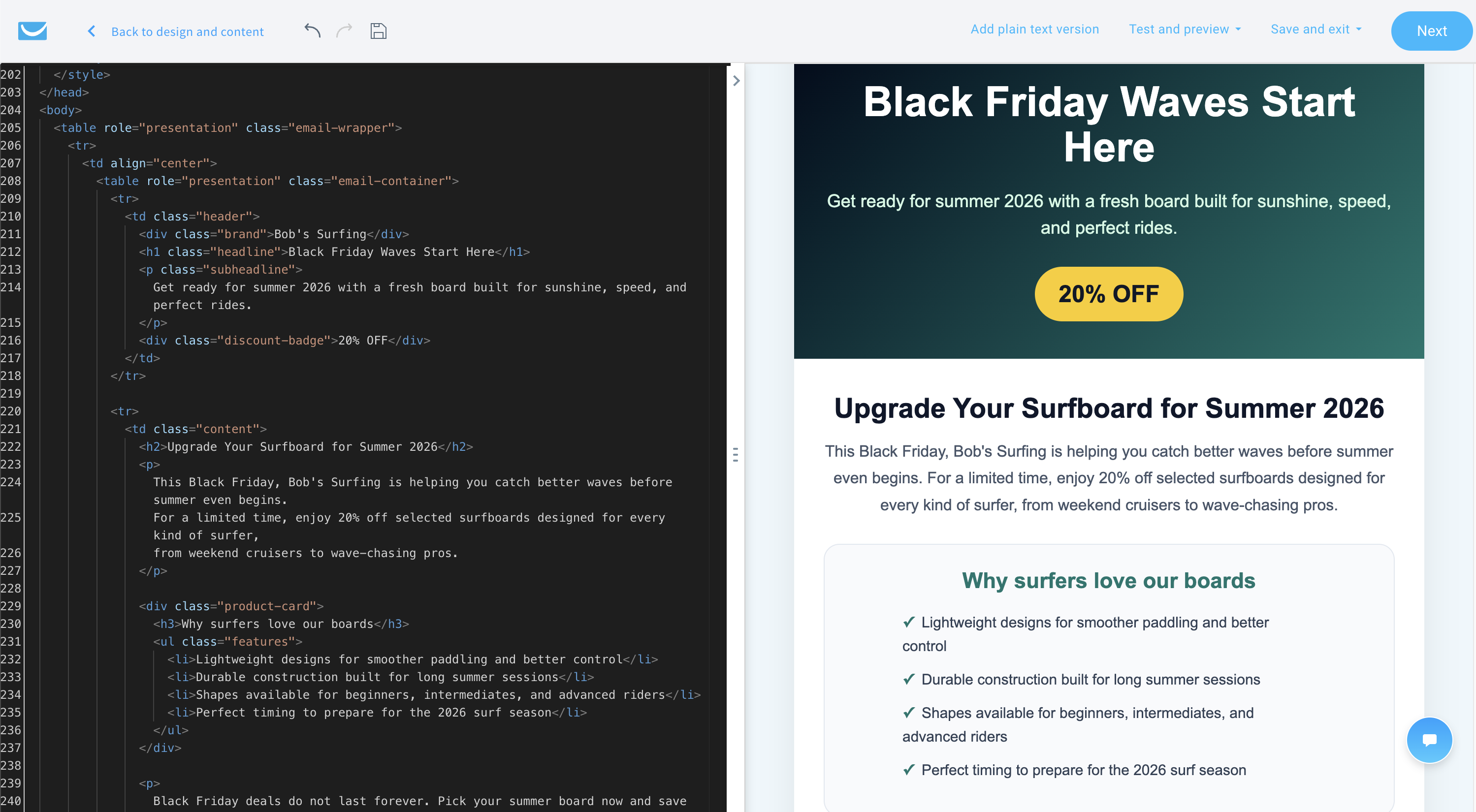 A Vibe Coded custom HTML email in GetResponse