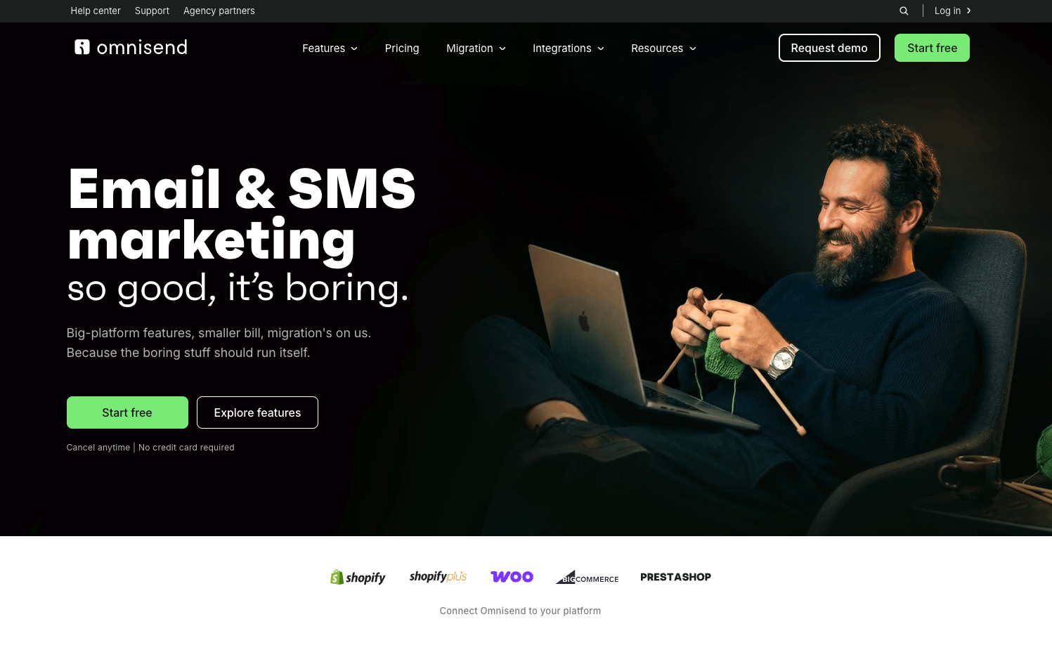 Omnisend's homepage
