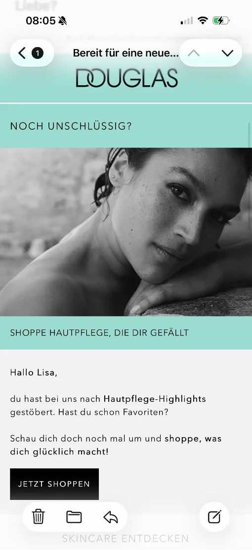 douglas email-warenkorbabbruch