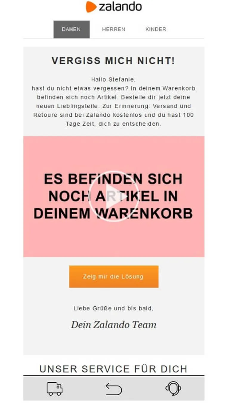 zalando-email-warenkorbabbruch