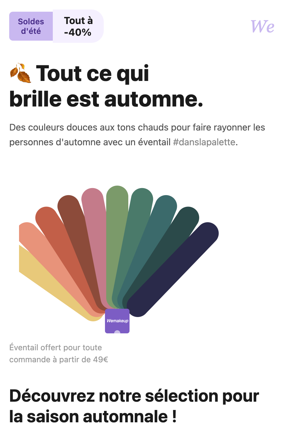 Newsletter promotionnelle de WeMakeup.