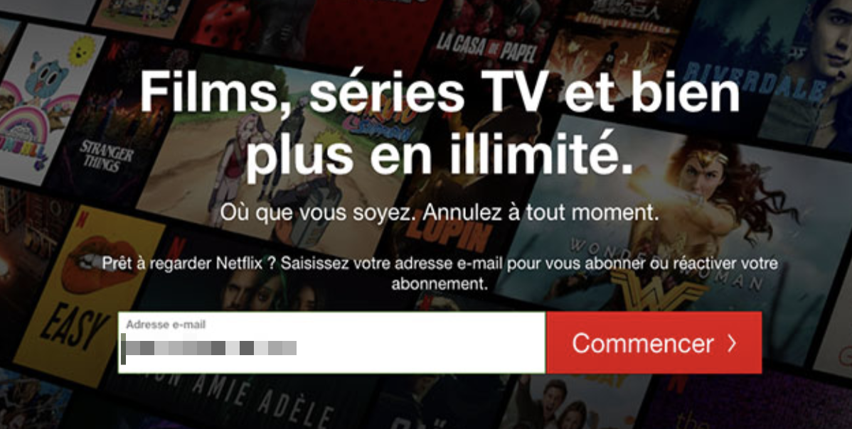 Landing page de Netflix.