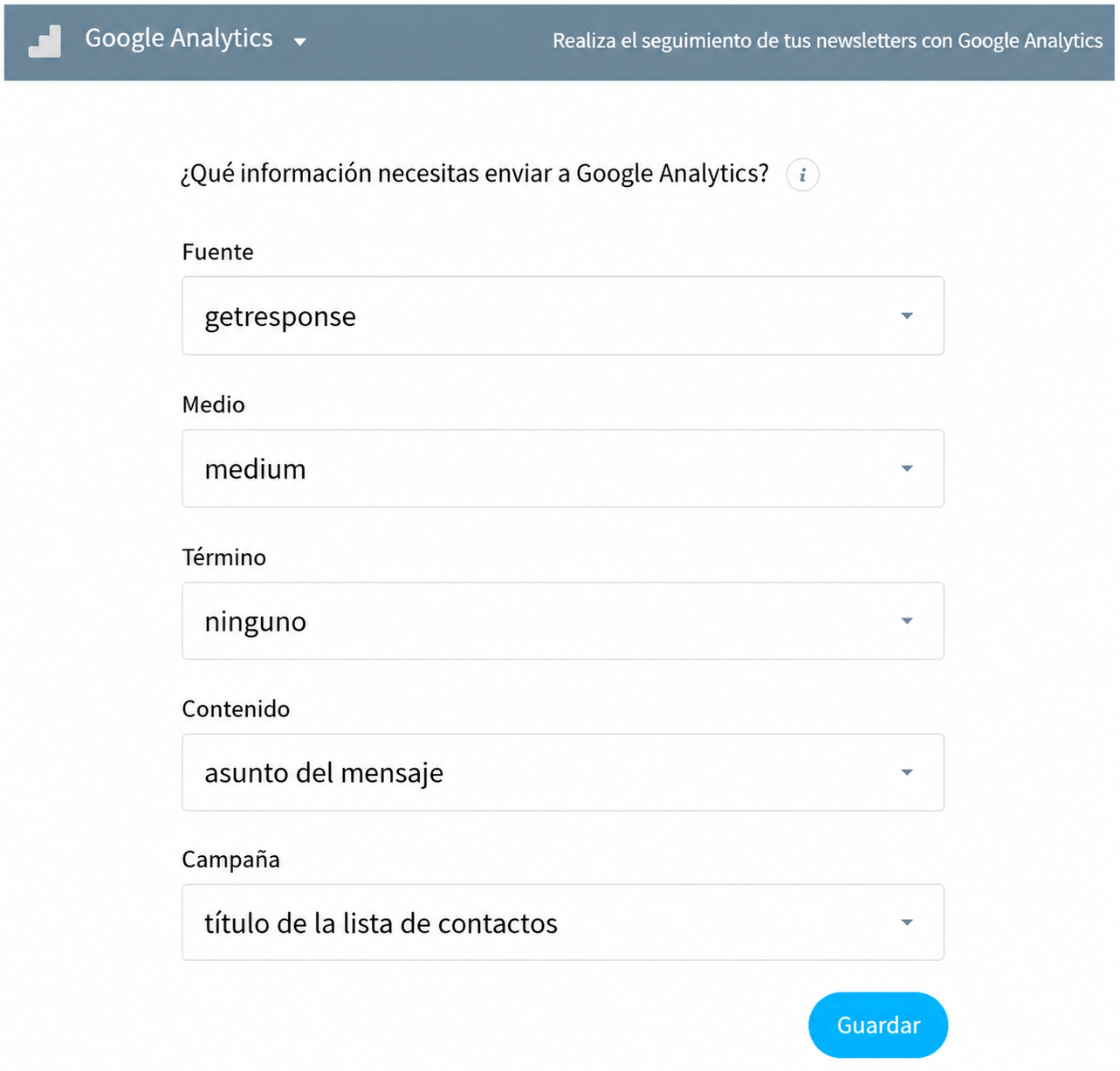 Configuración de parámetros UTM para una campaña de email marketing dentro de Google Analytics