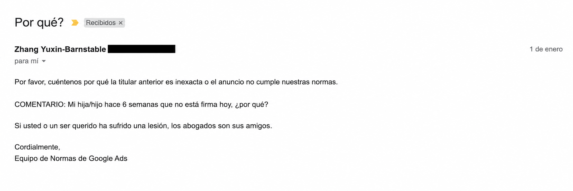 Un correo electrónico de “por qué” para comprender la pérdida de clientes (churn) de Baremetrics.