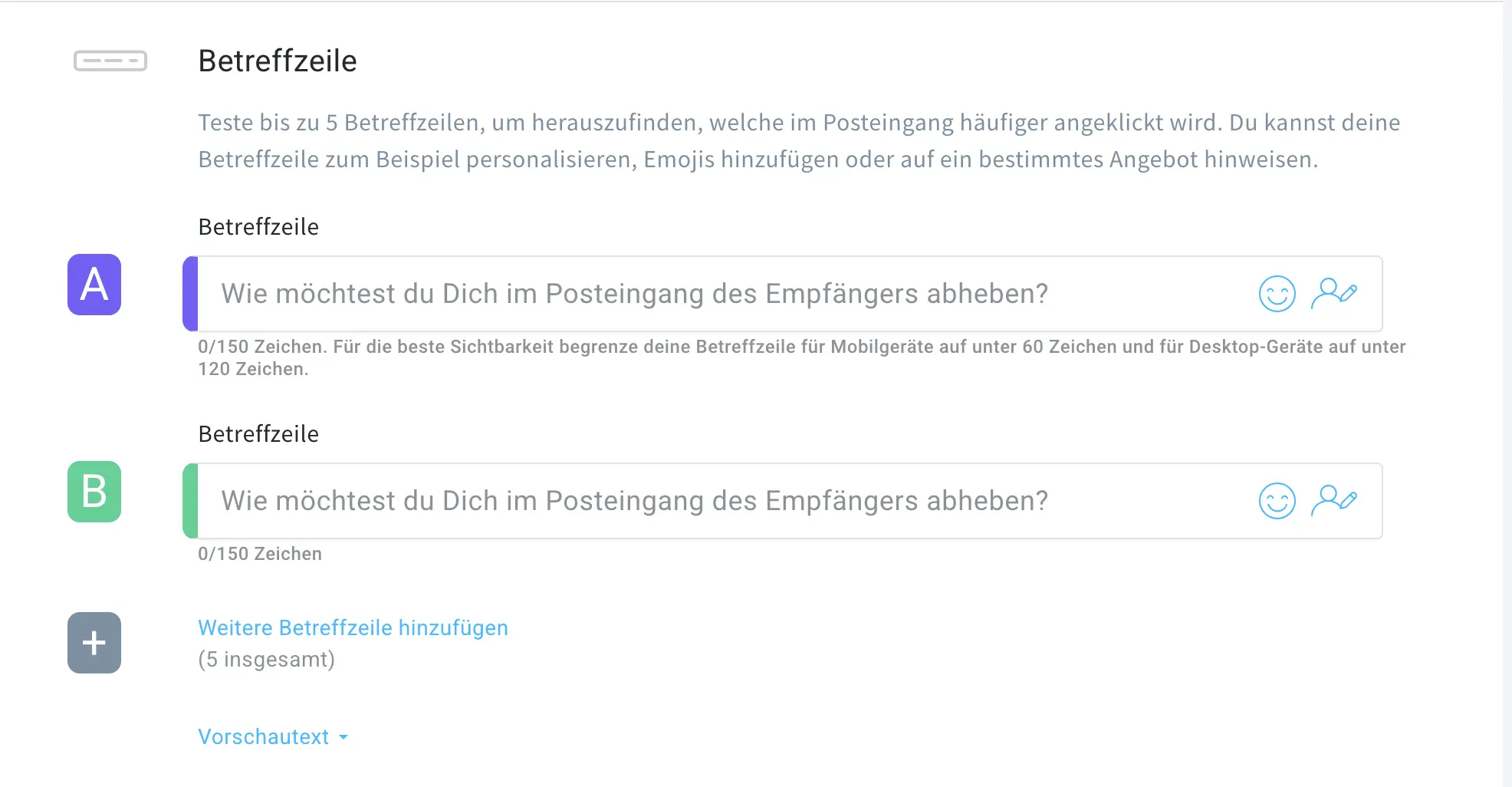 Betreffzeile A/B Test