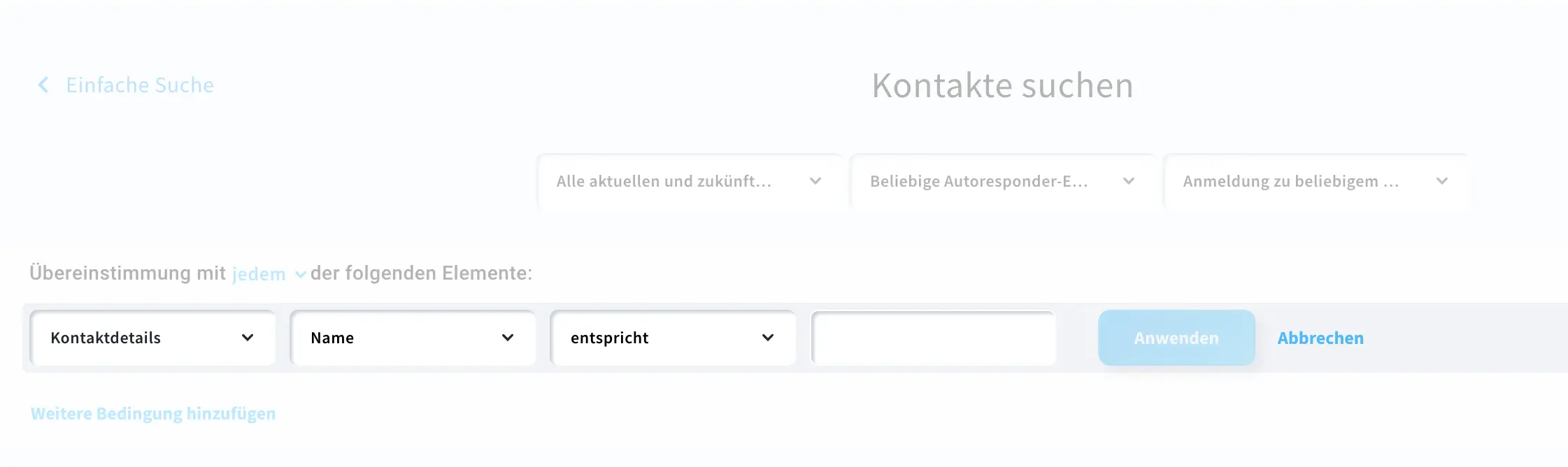 Kontakte segmentieren in GetResponse