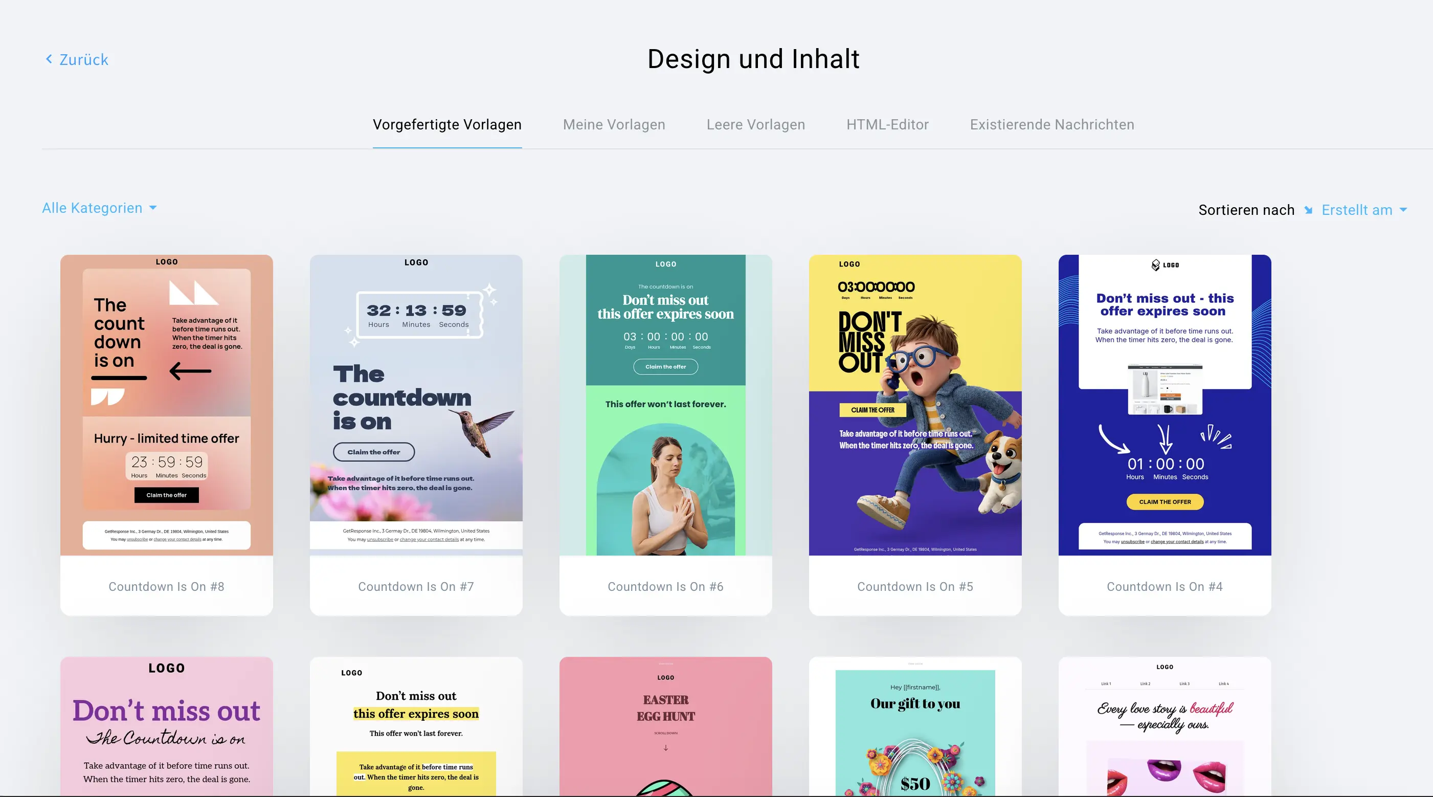 GetResponse Newsletter Vorlagen
