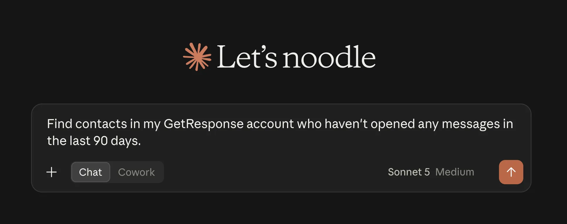 A prompt to the GetResponse Claude MCP asking it to find contacts in the GetResponse account who haven't opened any messages in the last 90 days.