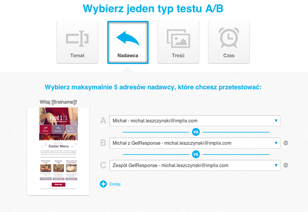 Testy AB GetResponse