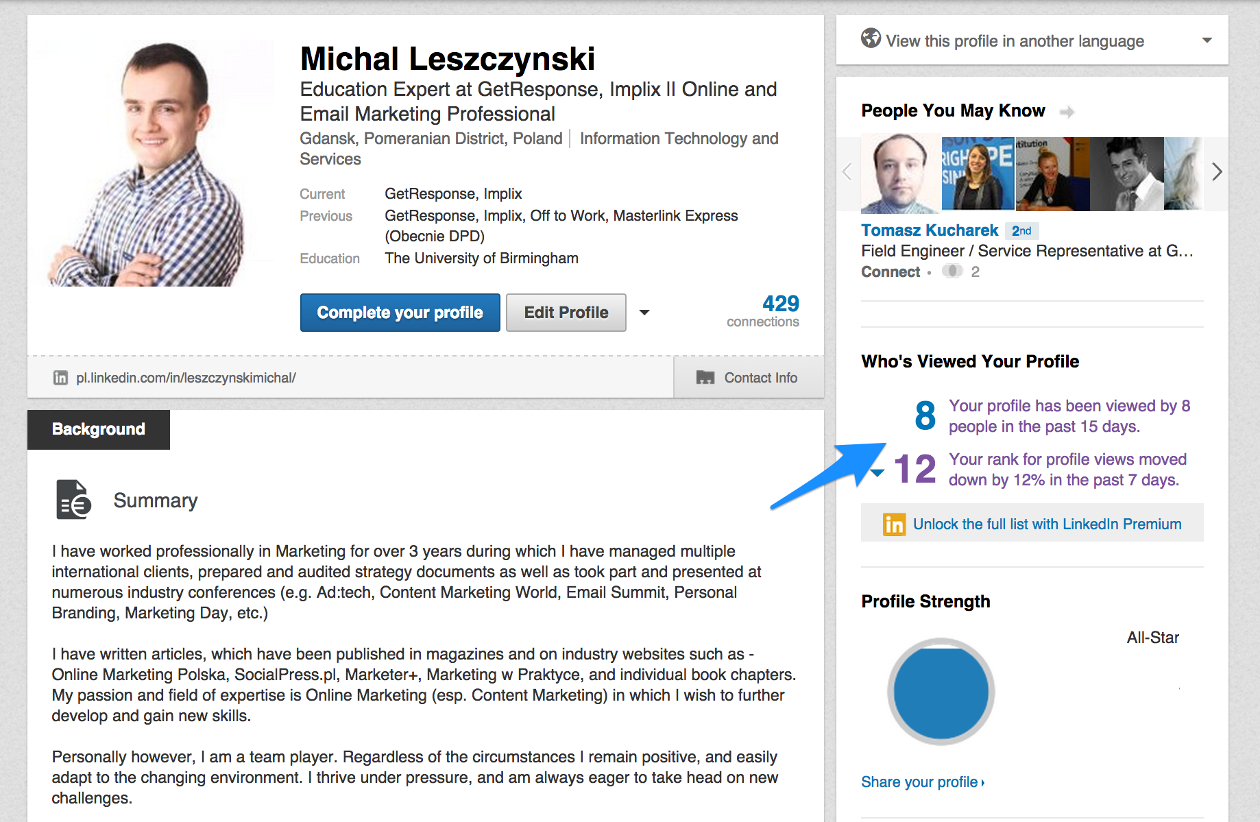 LinkedIn 1 - kto wyświetlał Twój profil