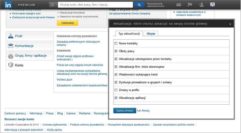LinkedIn, Niestandardowe wyświetlenia aktualizacji na stronie głównej