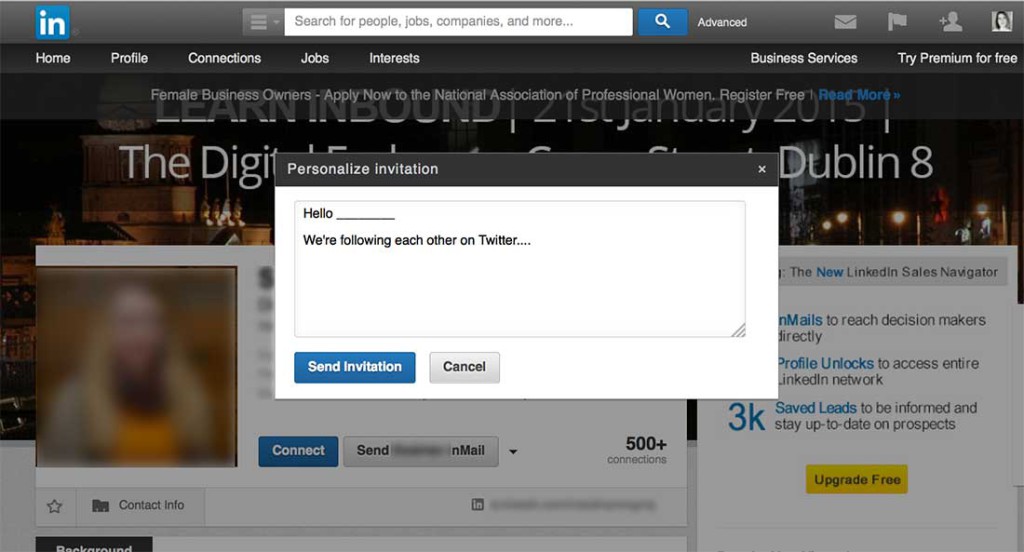 Spersonalizowane zaproszenie LinkedIn
