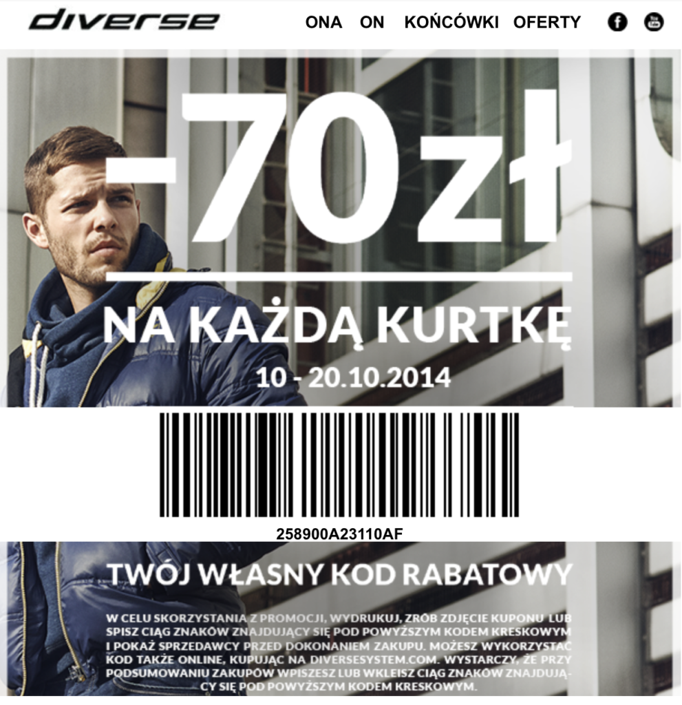 Zdj. 2. Fragment wiadomości zawierającej unikalny kod promocyjny