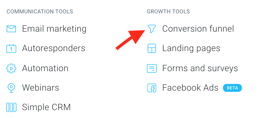 GetResponse conversion funnel, previously known as autofunnel.