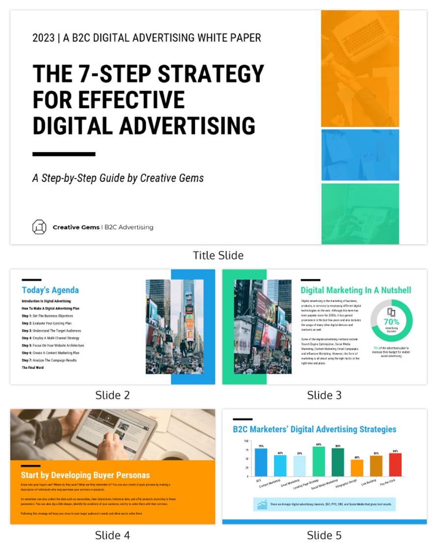 Example of a webinar presentation template from Venngage.