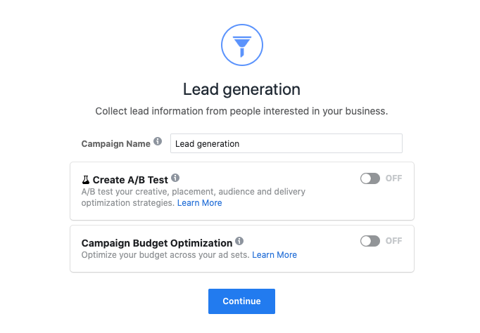 Facebook Lead Ads Lead Generation Campaign Name.