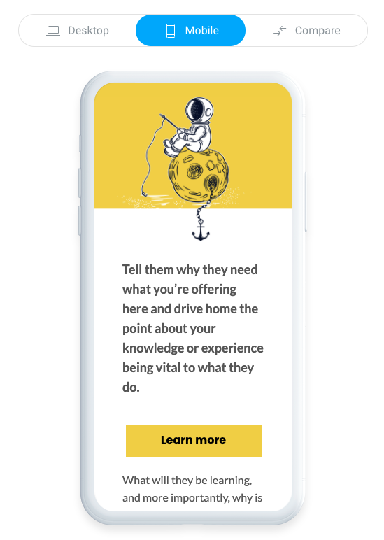 Example of a mobile-responsive email template created in GetResponse.
