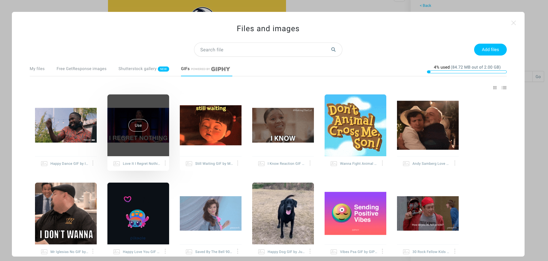 GetResponse Giphy integration.