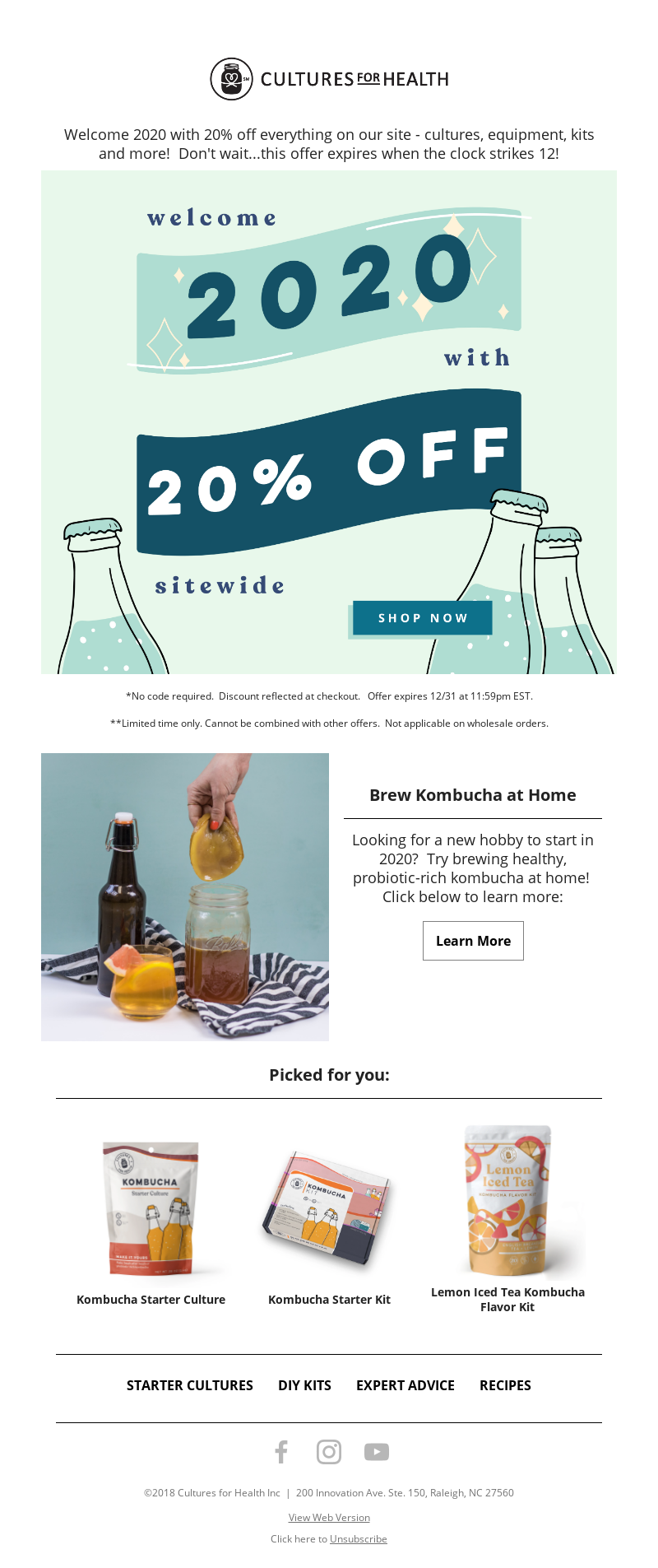 New Year's email example from Cultures of Health.