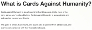 описание карточной игры от Cards Against Humanity