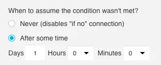 Time settings configured to wait one hour.