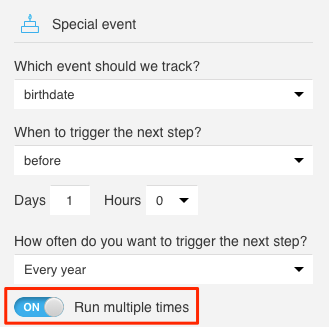 Setting the element to trigger the next step multiple times for the same person