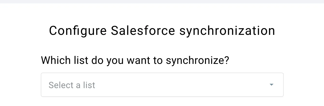 Selecting list to sync with Salesforce