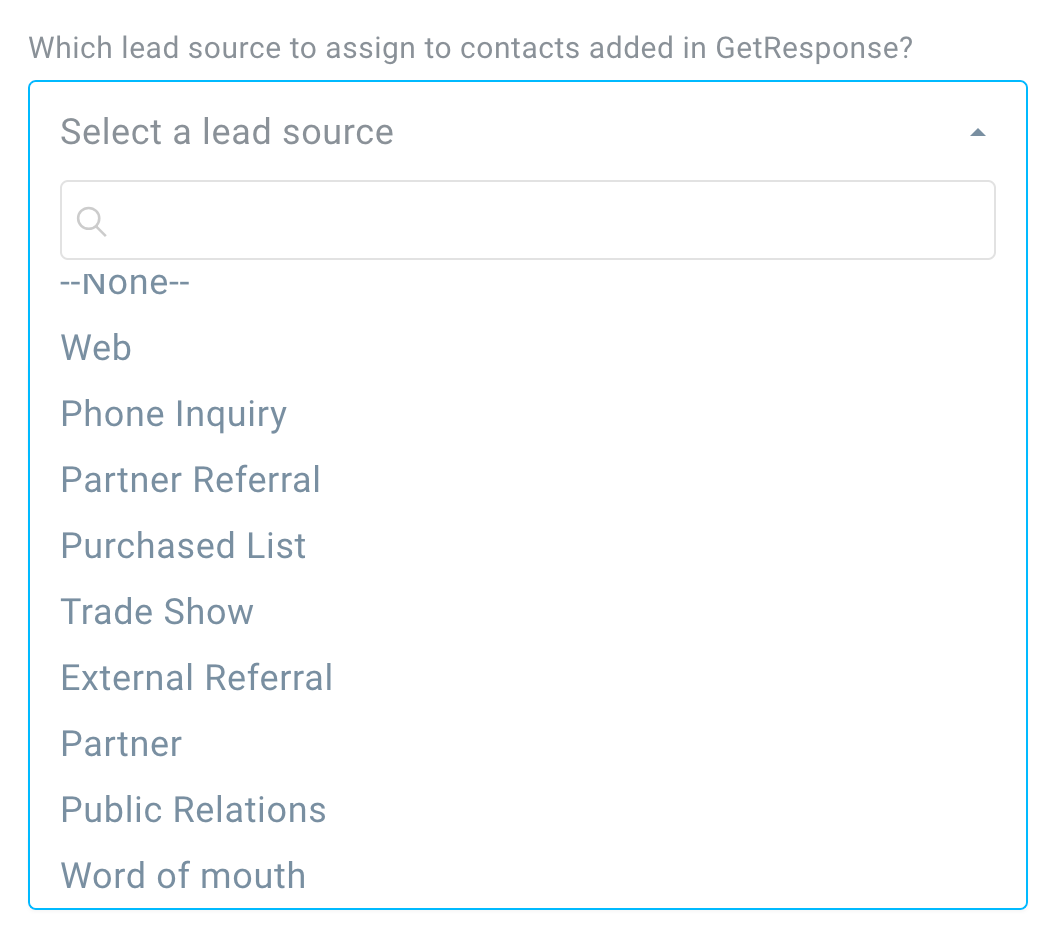 assigning GetResponse contacts to lead sources