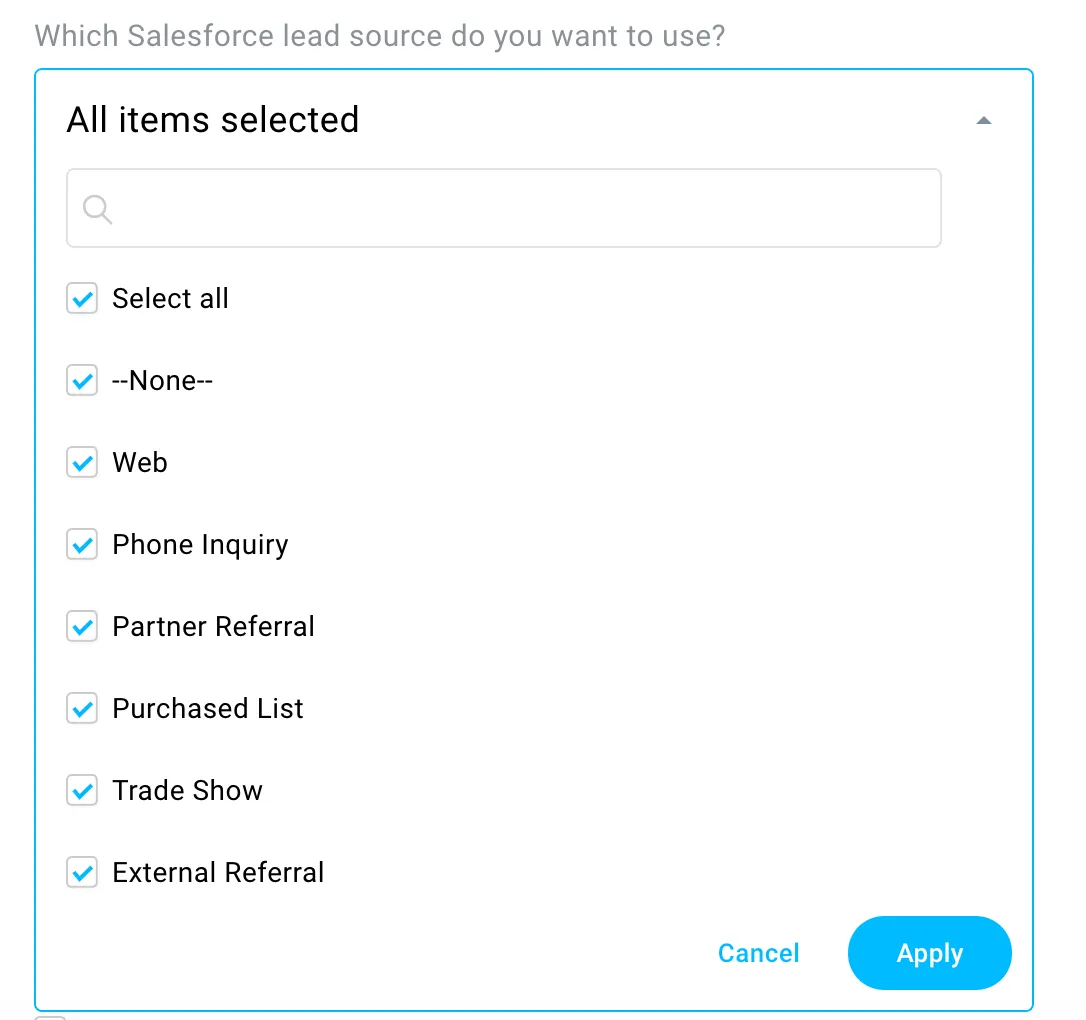 Selecting lead source