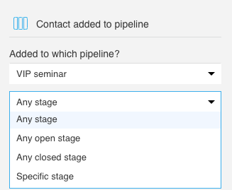 Expanded dropdown to choose stages from is shown