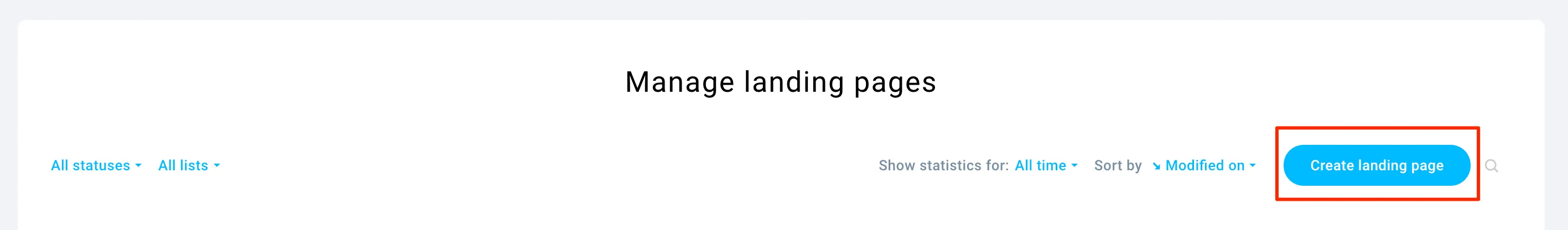 Criar botão mostrado na gestão de landing page