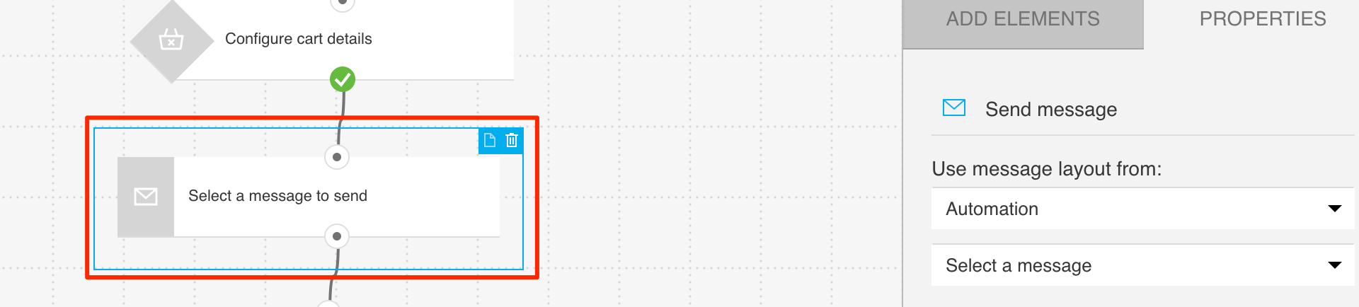Configuration options for Send message