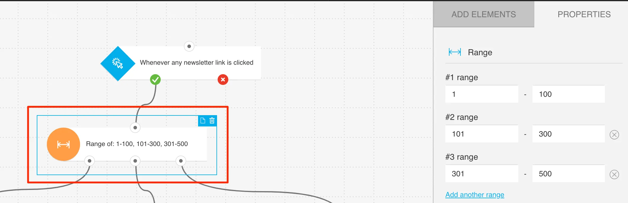 Configuration options for Range are shown