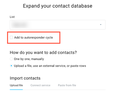 the option to add new contacts to an autoresponder cycle.