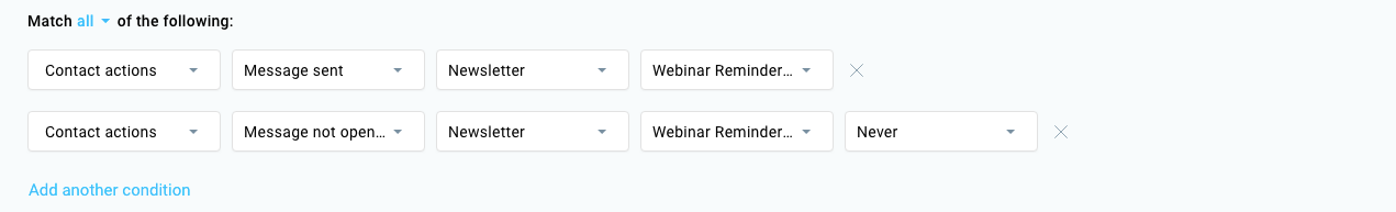 Multiple search conditions shown.