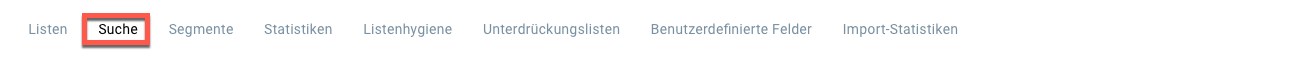 Auswahl Suche auf der Listen - Seite.