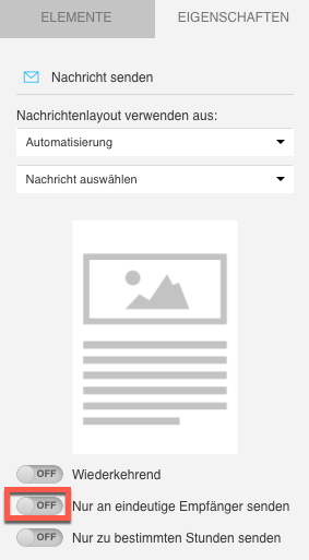 Schalter, der den Versand an eindeutige Empfänger aktiviert, wird angezeigt.