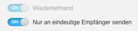 Option für den Versand an eindeutige Empfänger ist aktiviert.