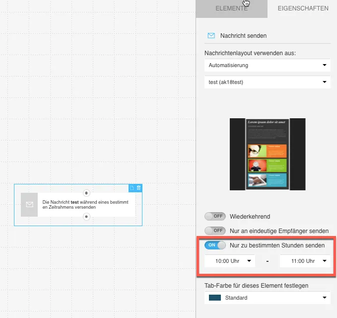 Nachricht im Workflow nur zu bestimmten Zeiten senden.