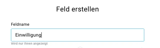 DSGVO Feld Feldname eintragen.