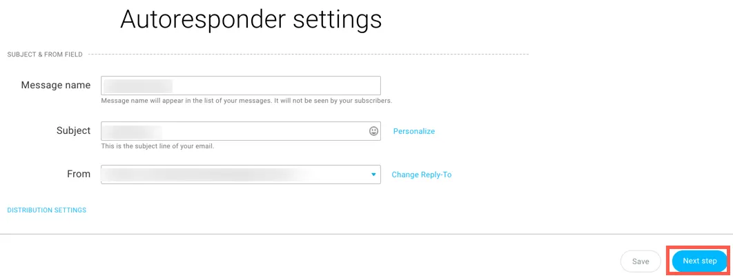 autoresponder settings.