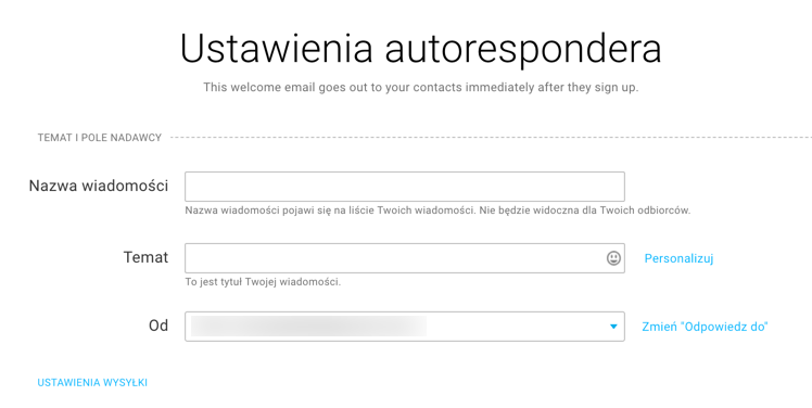 ustawienia autorespondera.